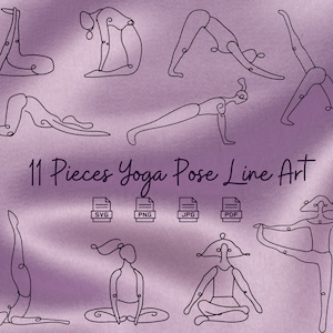 Yoga Pose Line Art Bundle Svg, Archivo digital, Yoga Position Drawing Svg, Meditation Line Art Svg, Yoga Pose Line Art Svg, Png, Pdf, Jpeg