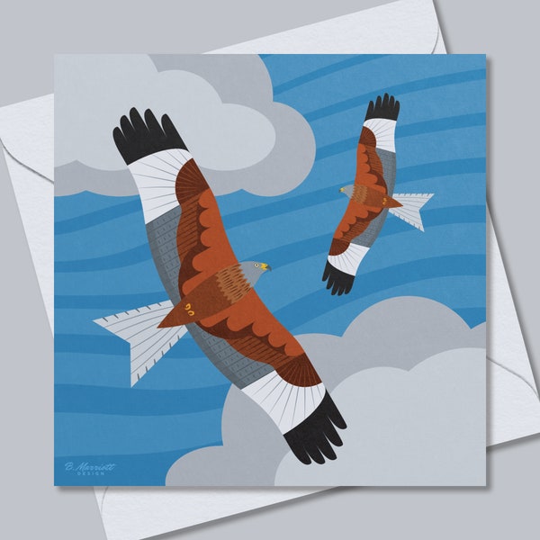 Red Kites In Flight Wildlife Greetings Card With RSPB Donation