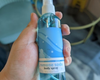 Ramune Soda Body Spray, Asian Inspired Body Mist, 4 fl oz Pump Bottle, Japanese Squash Soda Scented