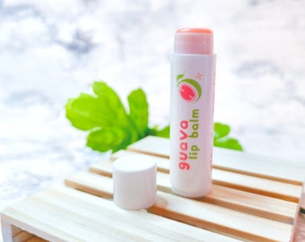 Guava Flavored Lip Balm with Jojoba, Shea, Cocoa, and Mango Butter Gift Idea Party Favor, All Natural Cruelty Free Lip Care