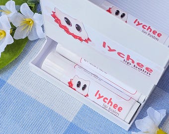 Lychee Flavored Lip Balm with Shea, Mango Butter, and Jojoba Oil, Gift Idea Party Favor, All Natural Cruelty Free Lip Care