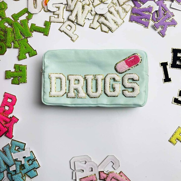 Drugs - Teal Pouch w/ Chenille Patches