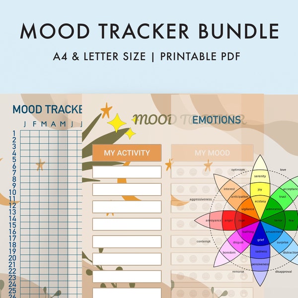 Mood Tracker - Emotions and Depression Tracker - Anxiety Relief - Wellness Planner BUNDLE - Printable Digital Download - A4 / US Letter