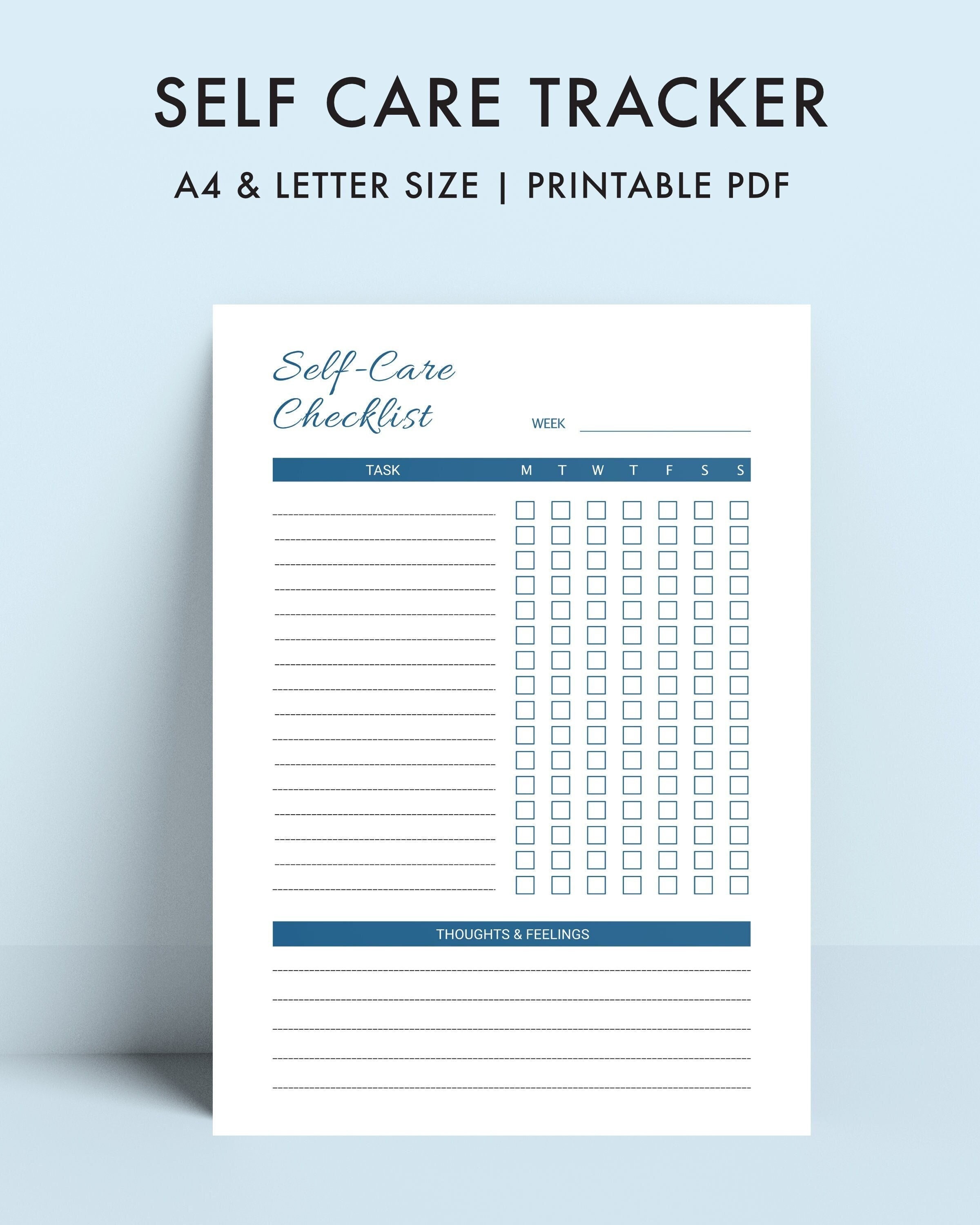Self Care Planner Checklist for Mental Health - Wellness Planner ...
