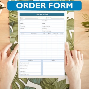 Order Form, Order Tracking, Purchase Ordering Template, Order Form Template Printable A4 / US Letter