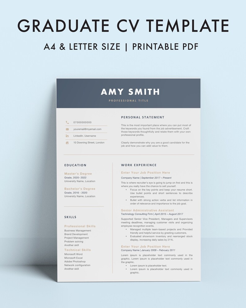 CV Template Word, Minimalist Resume Template, Professional Curriculum ...