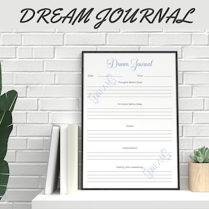 Dream Journal, Dream Tracker, Dream Diary Includes Dream Interpretation Printable A4 / US Letter