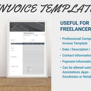 Printable Invoice, Invoice Template, Business Invoice, Invoice Form Printable A4 / US Letter Size