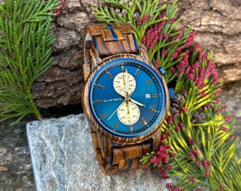 Reloj de madera Thorin - Grabado personal gratuito - Regalo perfecto para el día del padre, aniversario, cumpleaños, Navidad - Reloj ecológico