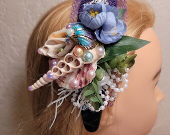 Mermaid Crown.Seashell Mermaid Headband with real Seashells.Floral,Shell Fairy tiara.Ren fair headpiece.Halloween costume.Mermaid Cosplay