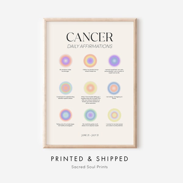 Cancer Zodiac Print, Cancer Zodiac Gifts, Cancer Poster, Cancer Astrology, Zodiac Cancer Wall Art, Trendy Wall Art Prints