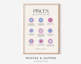 Pisces Wall Art, Pisces Gifts, Pisces Poster Print Zodiac Wall Art, Pisces Room Decor, Zodiac Pisces Astrology Art, Trendy Wall Art