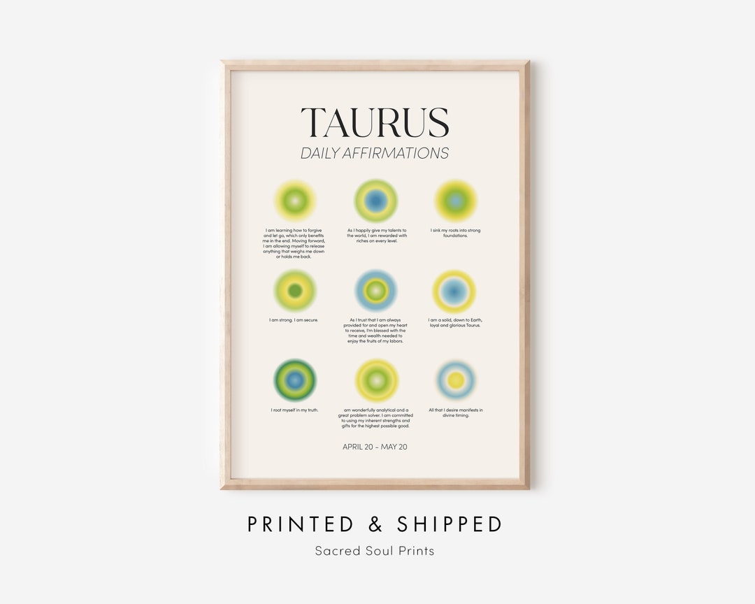 Taurus Poster Zodiac Print, Taurus Wall Art Gift, Taurus Wall Decor