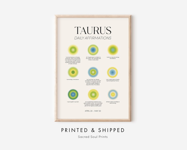 Taurus Poster Zodiac Print, Taurus Wall Art Gift, Taurus Wall Decor