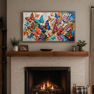 Frame TV Art 4K Colorful Butterfly | Vibrant Impasto Digital Download