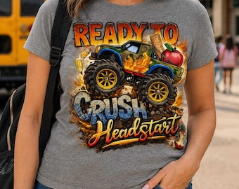 Monster Truck Head Start PNG, Back to School Sublimation Design (Digital Download)