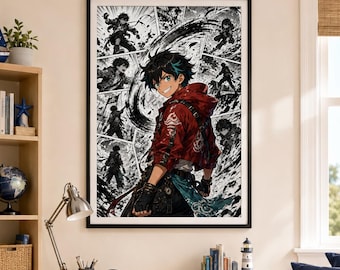 Anime Wall Art Printable, Manga Poster, Anime Room Decor, Original Character Digital Download