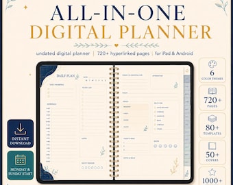 Odaterad digital planerare för iPad Android, Goodnotes, 6 teman (digital nedladdning)