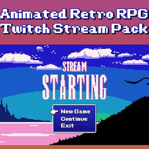 Retro Twitch Stream-pakket | Geanimeerde old school RPG-pixel geïnspireerd | Overlays | Scènes | Panelen