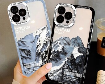 iPhone Phone Case for iPhone 8 / SE / X / 11 / 12 / 13 / 14 - Plus / Pro / Max / Mini | Silicone Case Protection Retro Snow Mountain Ski Landscape