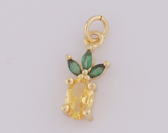 1 pcs Gold Mango Pendant,18K Gold Filled CZ Mango Charms,Mango Charms DIY Bracelet Necklace Jewelry Making Findings Supply