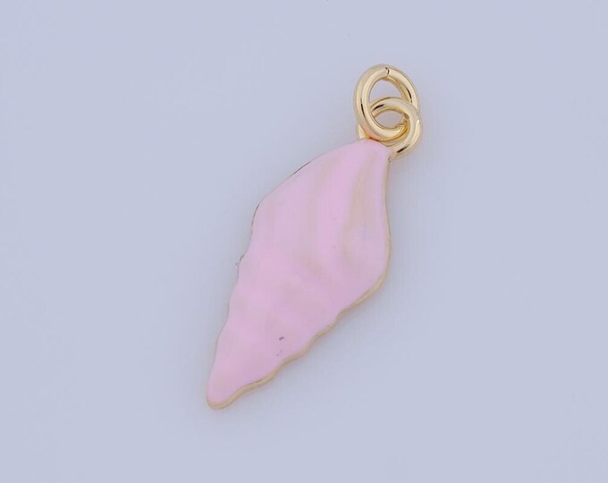 1 pcs Gold Enamel Conch Pendant,18K Gold Filled Conch Charm,Conch Charm DIY Bracelet Necklace Jewelry Making Findings Supply