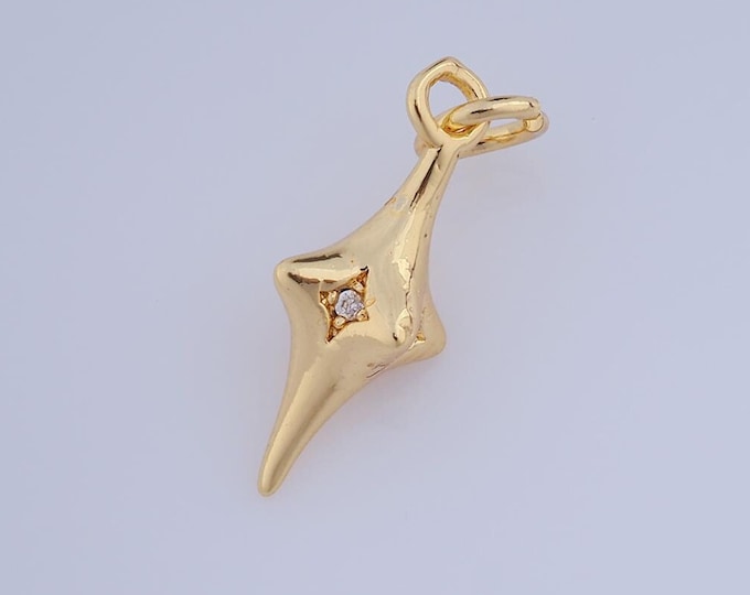 1 pcs Gold CZ Cross Star Pendant,18K Gold Filled Star Charm,Star Charm DIY Bracelet Necklace Jewelry Making Findings Supply