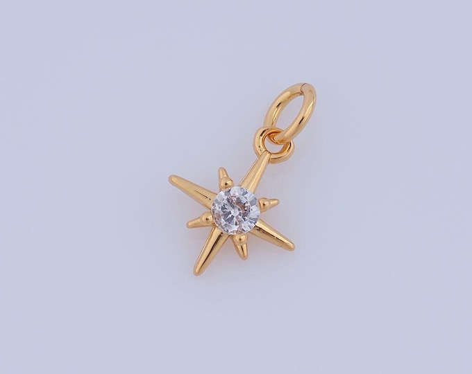 1pcs Gold CZ North Star Pendant,18K Gold Filled Polaris Charm,Star Charm DIY Bracelet Necklace Jewelry Making Findings Supply