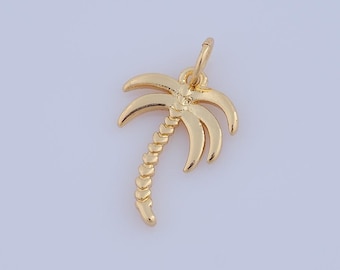 5 pcs Gold Coconut Tree Pendant,18K Gold Filled Tree Charm,Tree Charm DIY Bracelet Necklace Jewelry Making Findings Supply