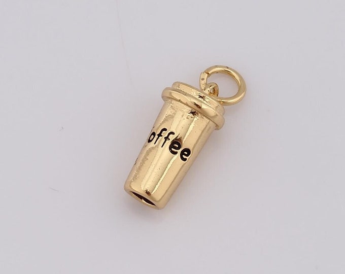1 pcs Gold Water Cup Pendant,18K Gold Filled Water Cup Charm,Water Cup Charm DIY Bracelet Necklace Jewelry Making Findings Supply