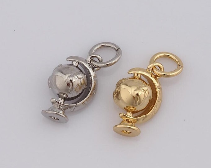 1 pcs Gold Globe Pendant,18K Gold Filled Globe Charm,Globe Charm DIY Bracelet Necklace Jewelry Making Findings Supply
