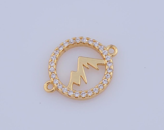 1 pcs Gold Mountain Connector,18K Gold Filled CZ Mountain Connector,Mountain Connector DIY Bracelet Necklace Jewelry Making Findings Supply