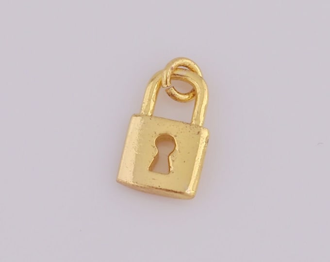 5 pcs Gold Lock Pendant,18K Gold Filled Lock Charm,Lock Charm DIY Bracelet Necklace Jewelry Making Findings Supply