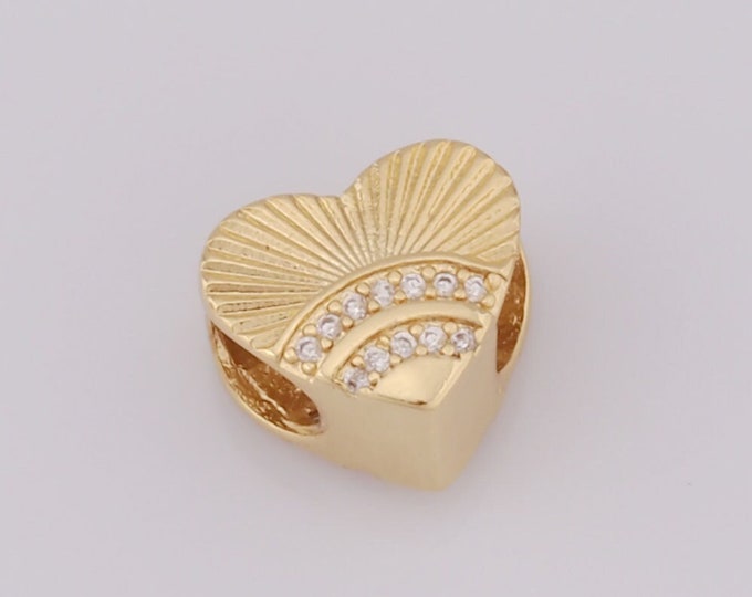 1 pcs 18K Gold Filled Large Hole Spacer Beads,Heart Beads,Heart   Beads for DIY Jewelry Making Findings Supply