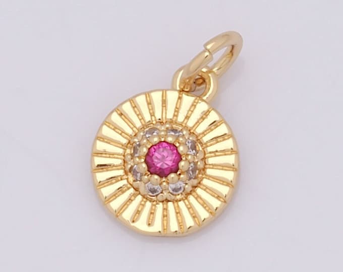 1 pcs Gold Round Pendant,18K Gold Filled Round Charm,Round Charm DIY Bracelet Necklace Jewelry Making Findings Supply