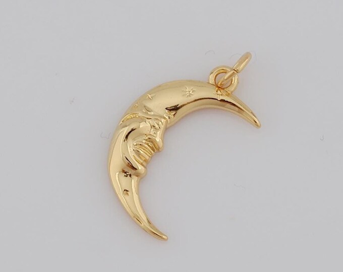 1 pcs Gold Moon Pendant,18K Gold Filled Moon Charm,Moon Charm DIY Bracelet Necklace Jewelry Making Findings Supply