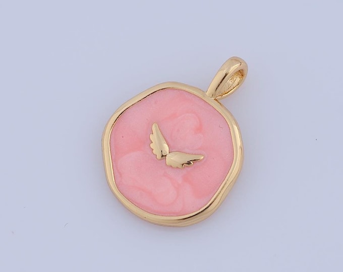 1 pcs Gold Enamel Wing Pendant,18K Gold Filled Wing Charm,Wing Charm DIY Bracelet Necklace Jewelry Making Findings Supply