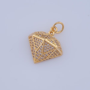 1 pcs Gold CZ Diamond Pendant,18K Gold Filled Diamond Charm,Diamond Charm DIY Bracelet Necklace Jewelry Making Findings Supply