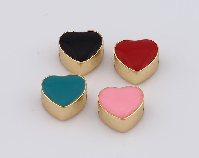 1 pcs 18K Gold Filled Heart Spacer Beads,Heart Beads,Heart Beads for DIY Jewelry Making Findings Supply