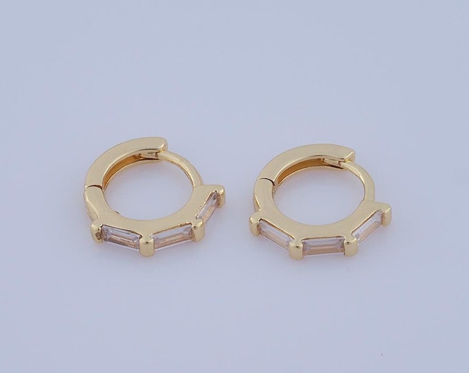 1 pair Gold CZ Hoop Earrings,18K Gold Filled Huggie Hoop Earring ,Hoop Earrings,Hypoallergenic Huggie Hoop,Gift for Her