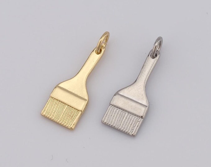 1 pcs Gold Brush Pendant,18K Gold Filled Brush Charm,Brush Charm DIY Bracelet Necklace Jewelry Making Findings Supply