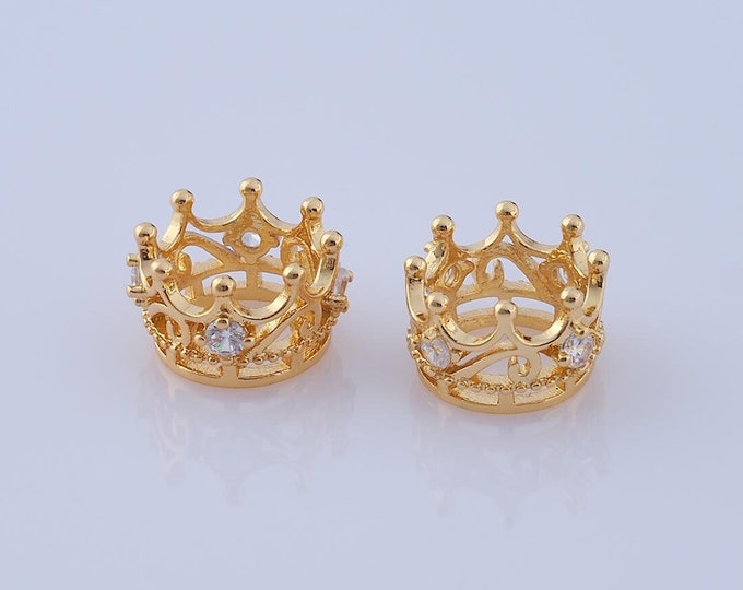 1 pcs 18K Gold Filled Crown Spacer Beads,Crown Beads,Crown Beads for DIY Jewelry Making Findings Supply