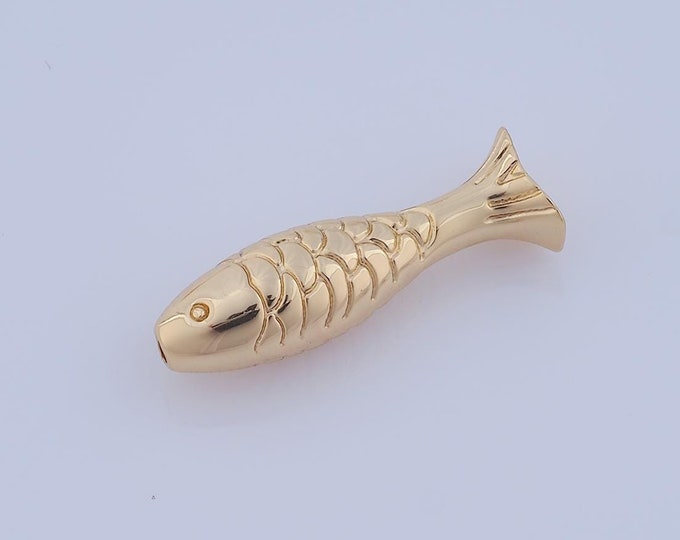 1 pcs 18K Gold Filled Fish Spacer Beads,Fish Beads,Fish Beads for DIY Jewelry Making Findings Supply