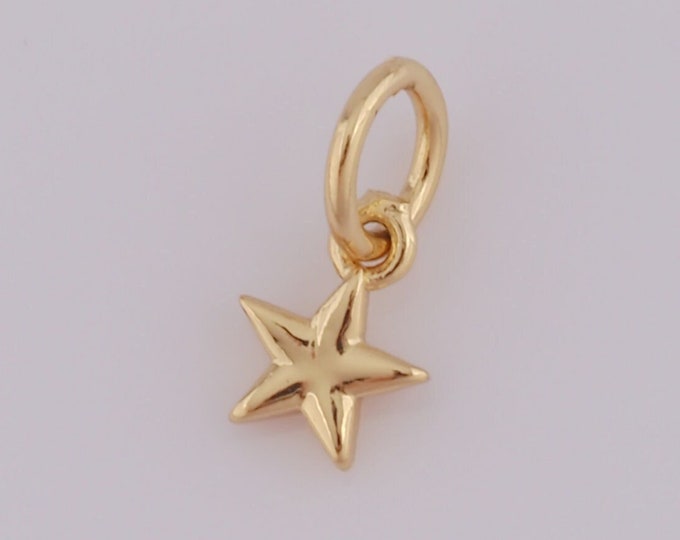 5 pcs Gold Star Pendant,18K Gold Filled Star Charm,Star Charm DIY Bracelet Necklace Jewelry Making Findings Supply