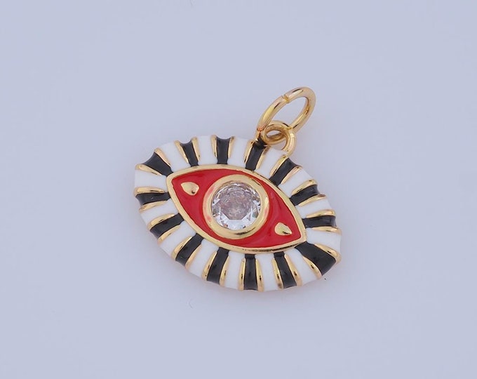 1 pcs Gold CZ Evil Eye Pendant,18K Gold Filled Devil Eye Charm,Eye Charm DIY Bracelet Necklace Jewelry Making Findings Supply