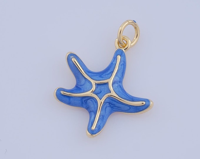1 pcs Gold Enamel Starfish Pendant,18K Gold Filled Starfish Charm,Starfish Charm DIY Bracelet Necklace Jewelry Making Findings Supply