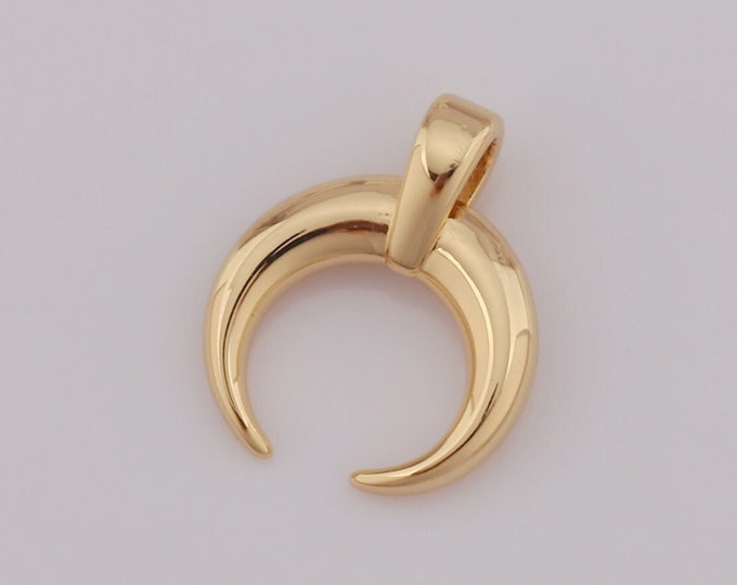 1 pcs Gold Cow Horn Pendant,18K Gold Filled Cow Horn Charm,Cow Horn Charm DIY Bracelet Necklace Jewelry Making Findings Supply