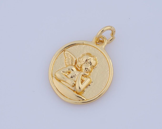 1 pcs Gold Angel Pendant,18K Gold Filled Angel Charm,Angel Charm DIY Bracelet Necklace Jewelry Making Findings Supply