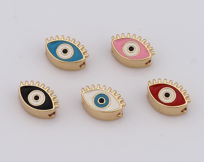 1 pcs 18K Gold Filled Evil Eye Spacer Beads,Devil Eye Beads,Eye Beads for DIY Jewelry Making Findings Supply