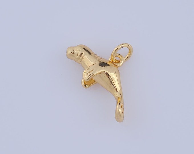 1 pcs Gold Seal Pendant,18K Gold Filled Manatee Charm,Sea Lion Charm DIY Bracelet Necklace Jewelry Making Findings Supply